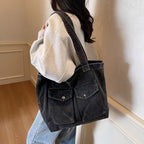 Amblot Washed vintage denim tote bag