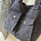 Amblot Washed vintage denim tote bag