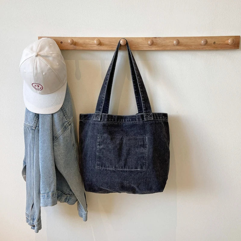 Amblot Washed vintage denim tote bag