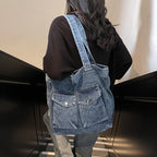 Amblot Washed vintage denim tote bag