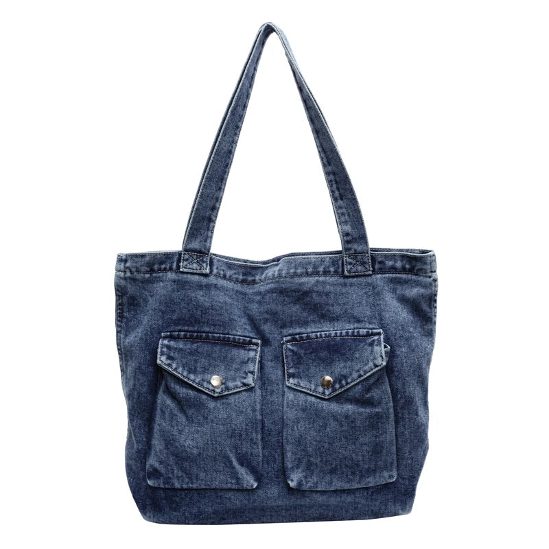 Amblot Washed vintage denim tote bag
