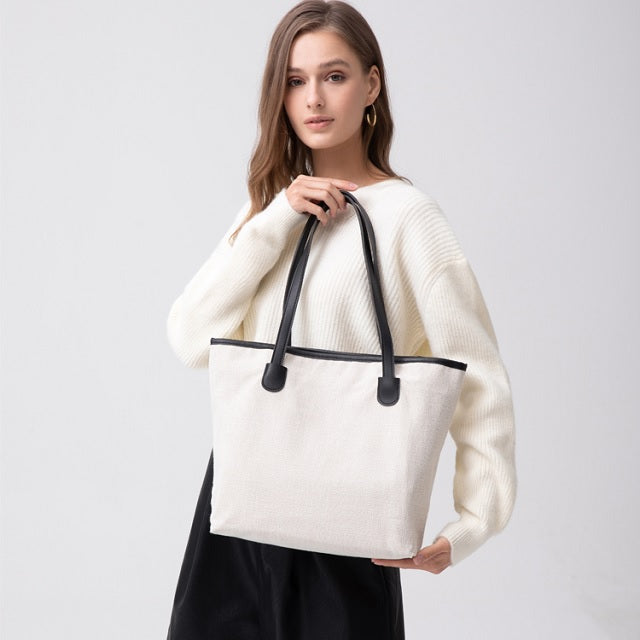 Amblot White canvas shopper bag