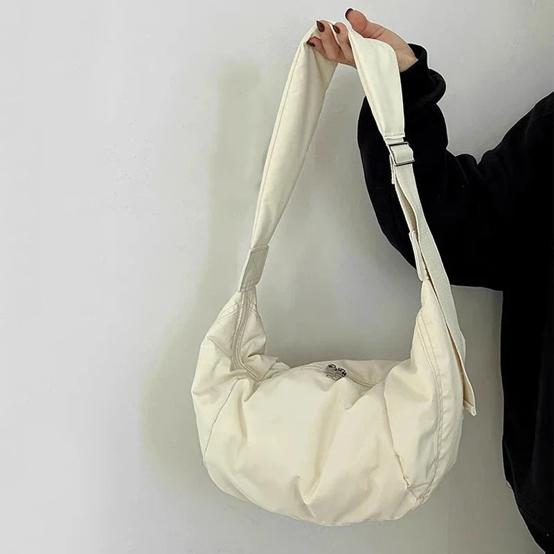 Amblot White Casual nylon hobo bag