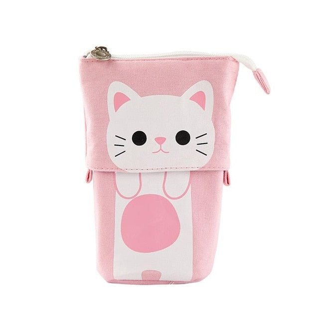 Amblot White cat stand-up pencil case