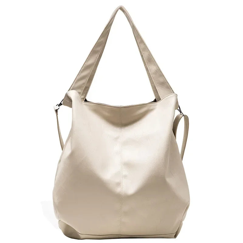Amblot White Chic oversized leather tote bag