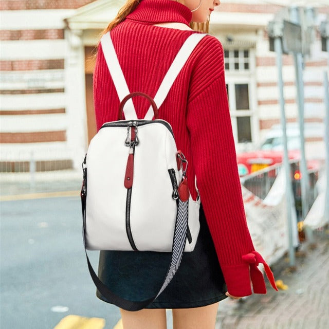 Amblot White convertible backpack purse