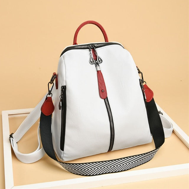Amblot White convertible backpack purse
