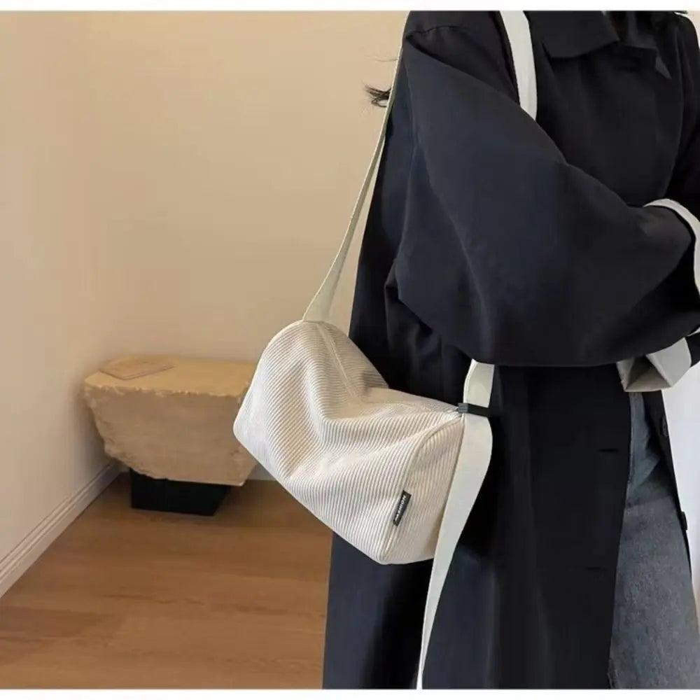 Amblot White Corduroy handbag for women