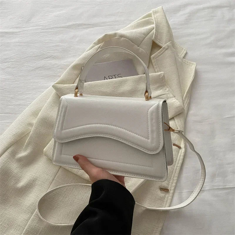 Amblot White Elegant small leather crossbody bag