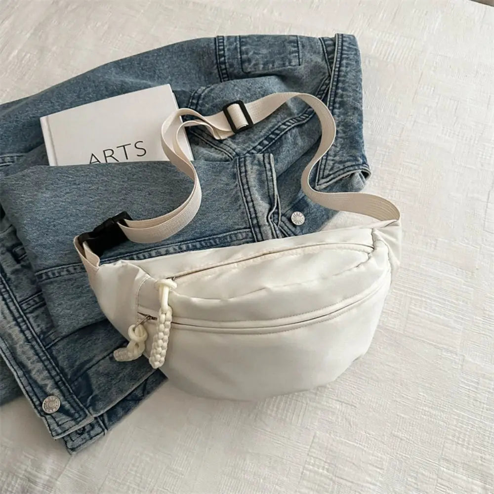 Amblot White Large capacity corduroy bum bag