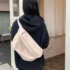 Amblot White Large crossbody corduroy bum bag