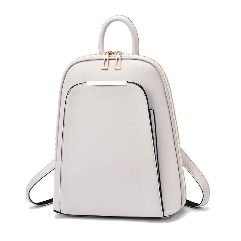 Amblot White Leather mini knapsack for women