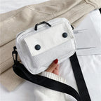 Amblot White Rectangular corduroy crossbody bag