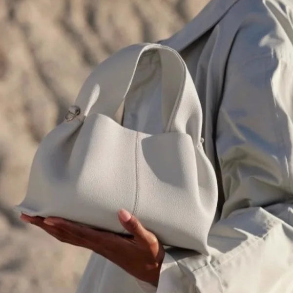Amblot White / Small French-inspired leather handbag
