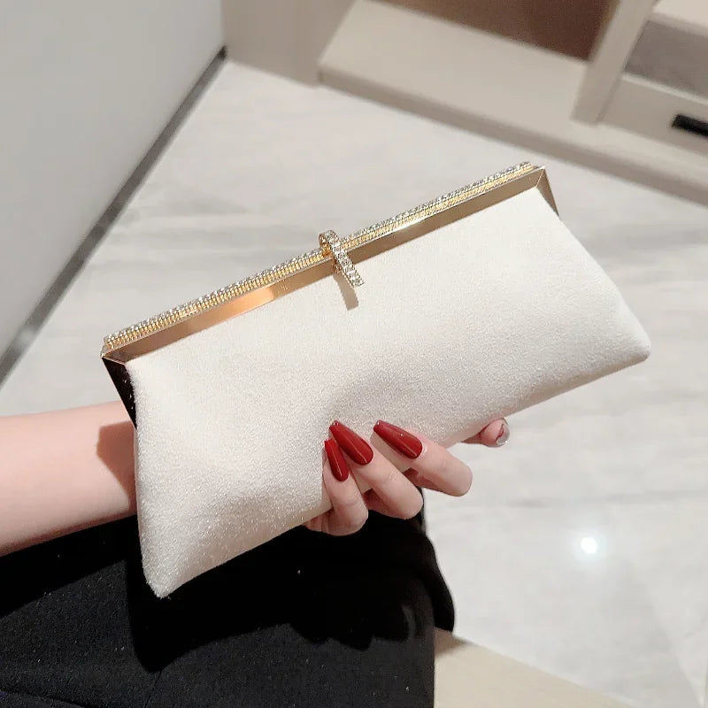 Amblot White Soft corduroy clutch bag