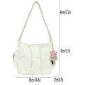 Amblot White Stylish corduroy tote bag with drawstring detail