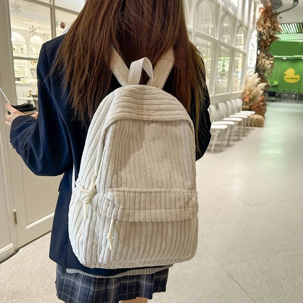 Amblot White Versatile corduroy backpack