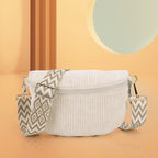 Amblot White Wide-strap corduroy bum bag