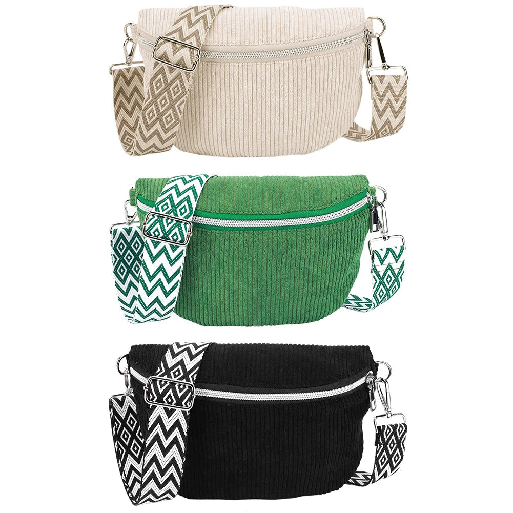 Amblot Wide-strap corduroy bum bag