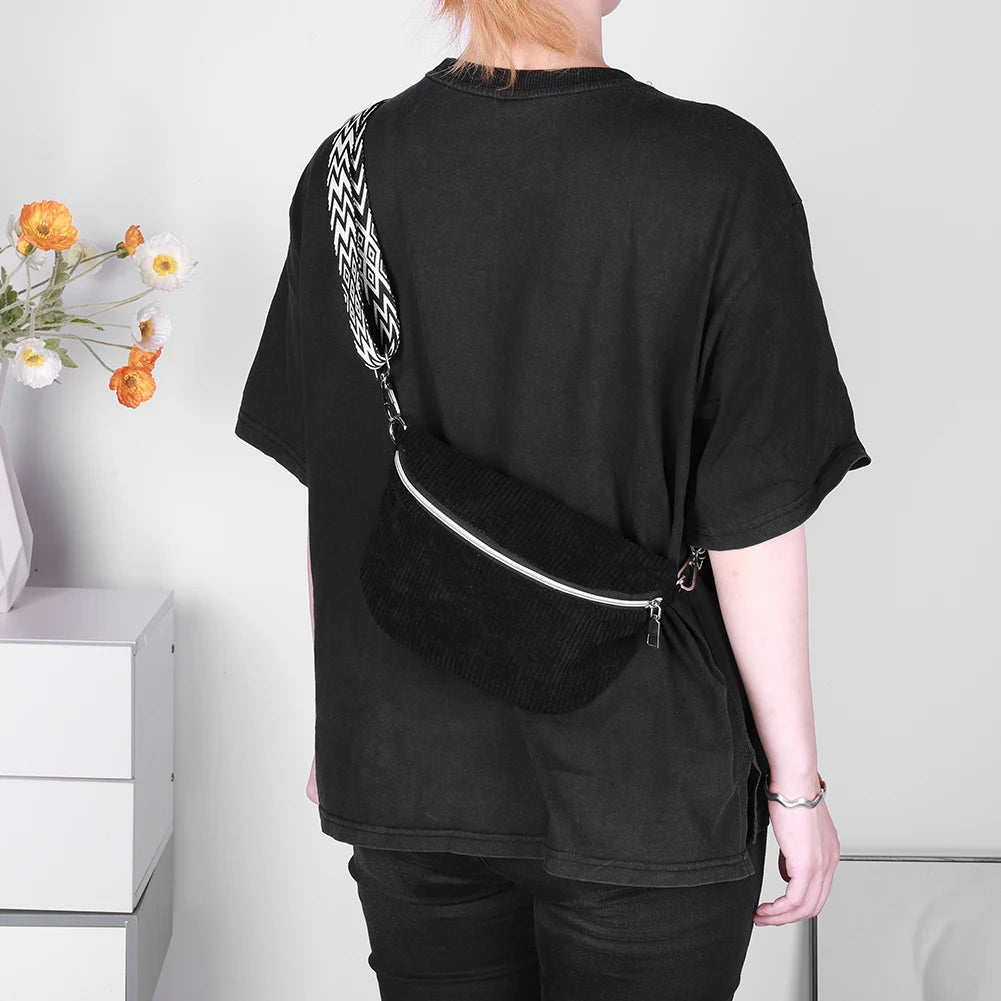 Amblot Wide-strap corduroy bum bag