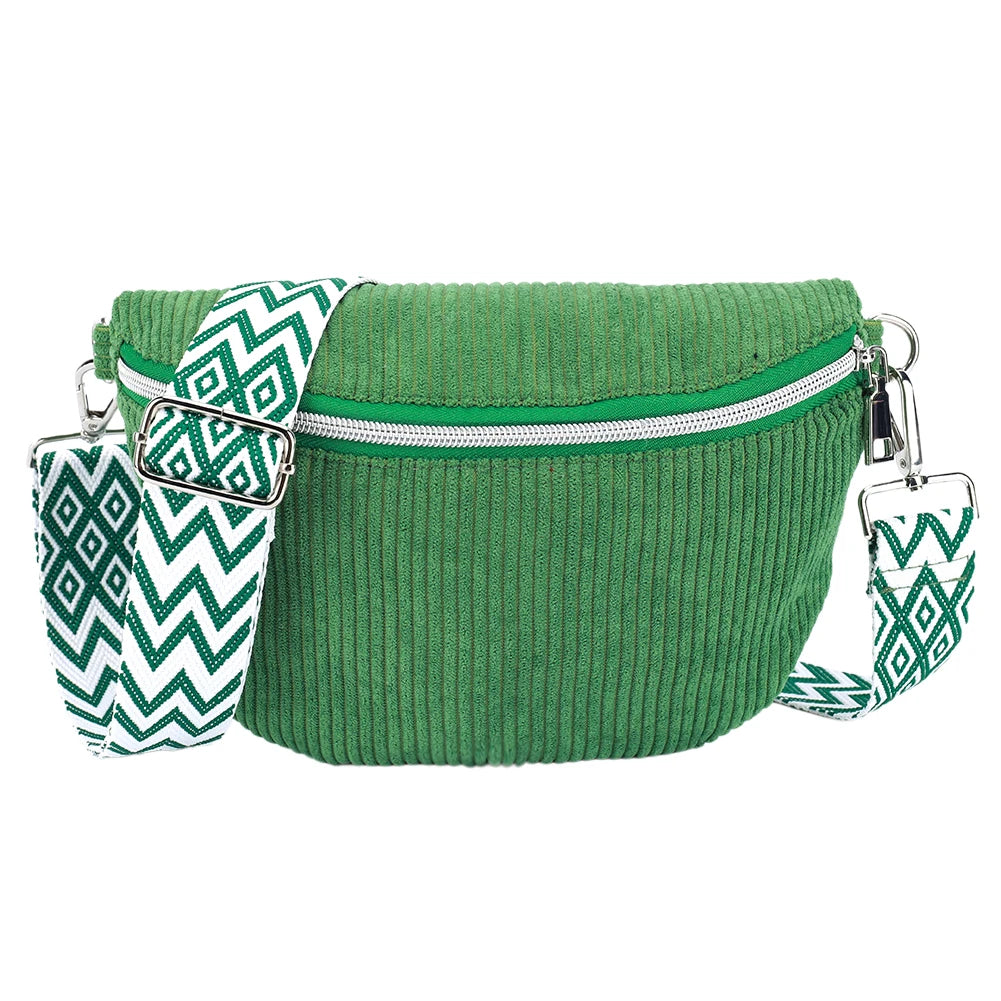 Amblot Wide-strap corduroy bum bag