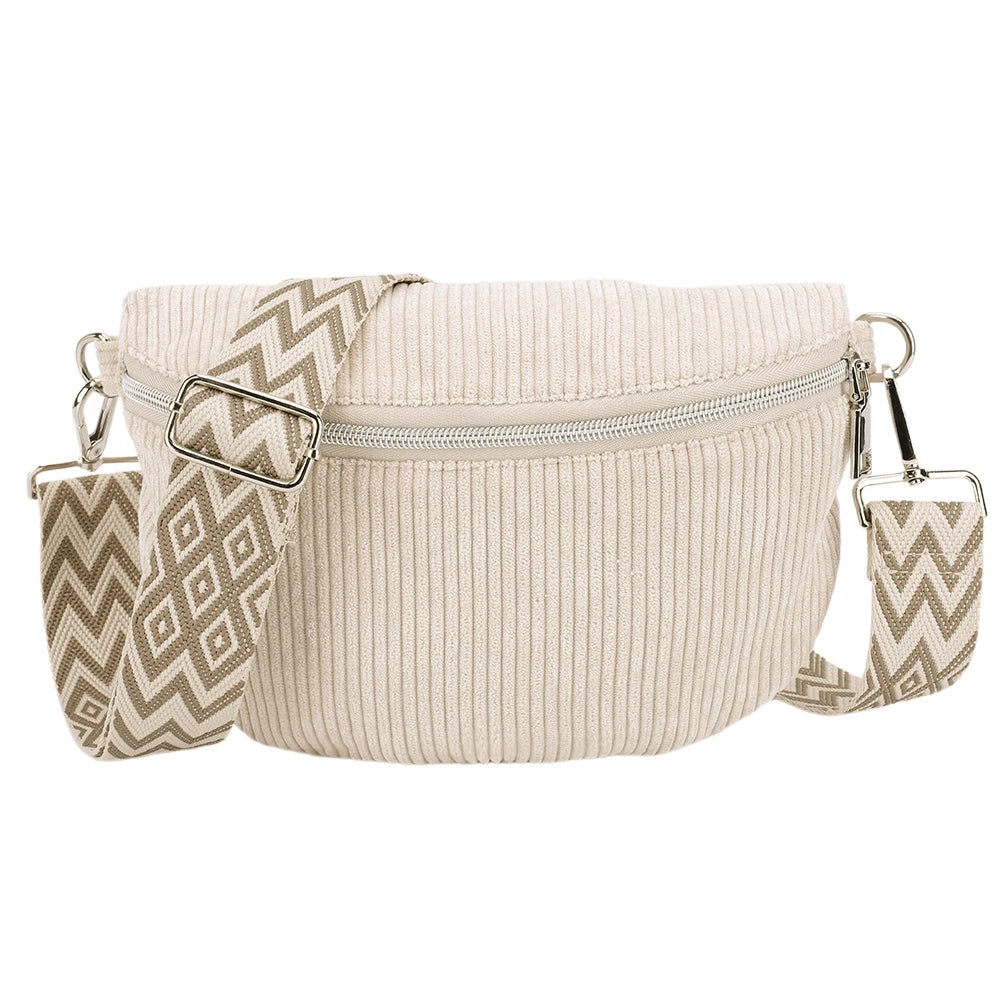 Amblot Wide-strap corduroy bum bag