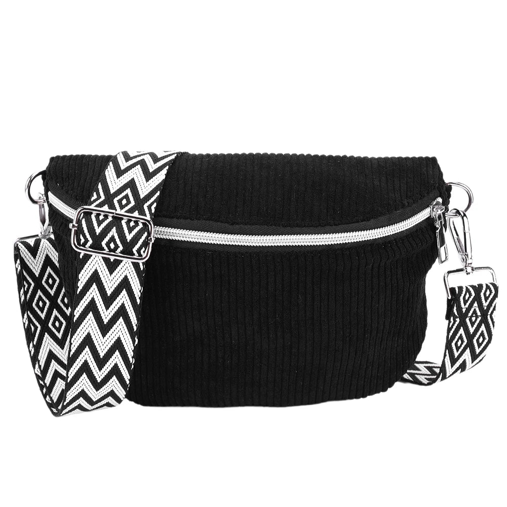 Amblot Wide-strap corduroy bum bag