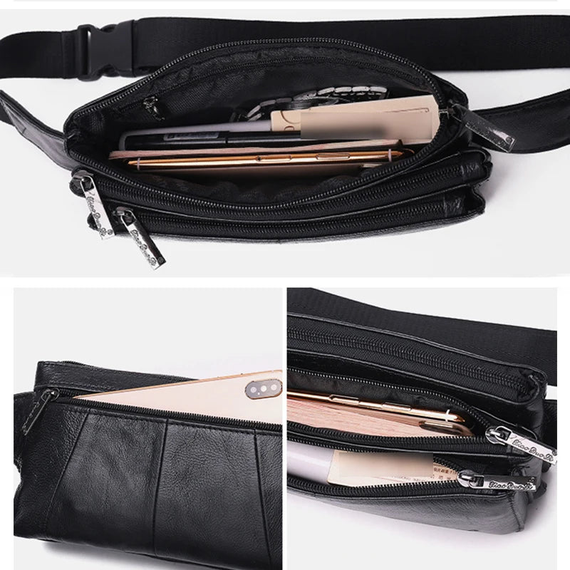 Amblot Wide-strap leather bum bag