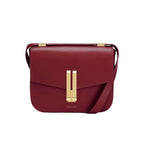 Amblot Wine Red / 23x18x7cm Small structured leather crossbody bag