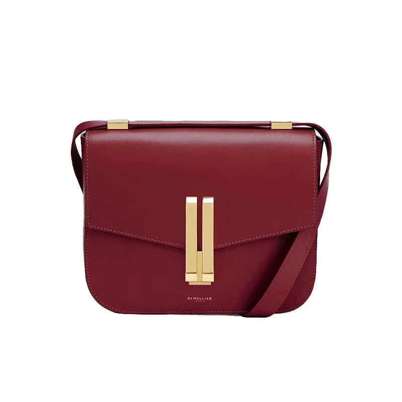 Amblot Wine Red / 23x18x7cm Small structured leather crossbody bag