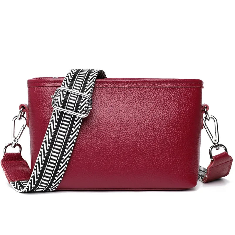 Amblot Wine Red Sleek leather shoulder handbag