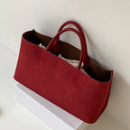 Amblot Wine Red Suede tote bag with structured silhouette