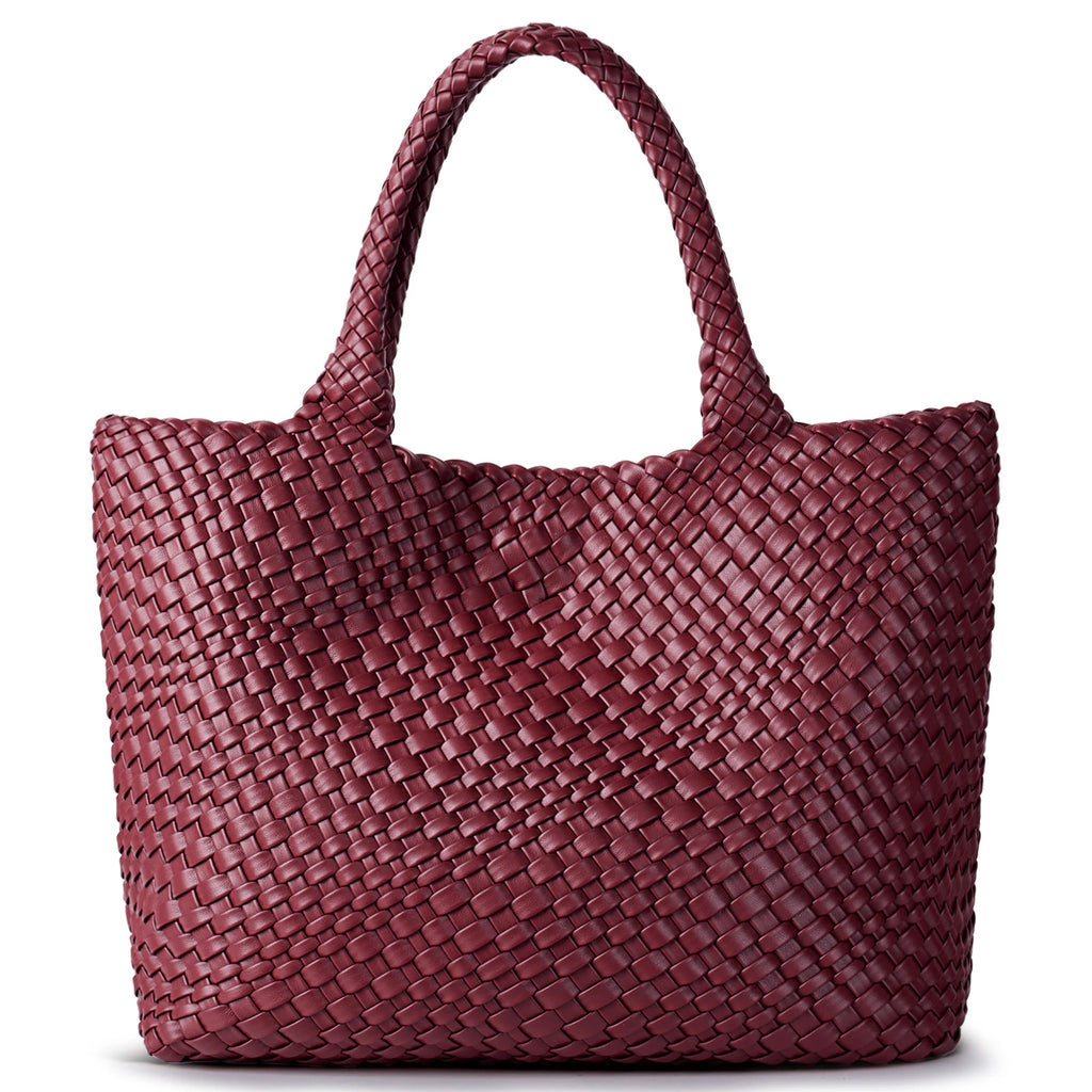 Amblot Wine Red Trendy leather tote bag