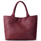 Amblot Wine Red Trendy leather tote bag
