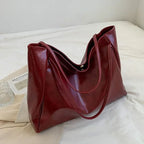 Amblot Wine Red Women Leather Tote Bag