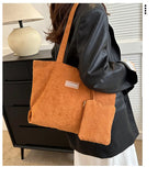 Amblot Women’s casual corduroy tote bag for work and school