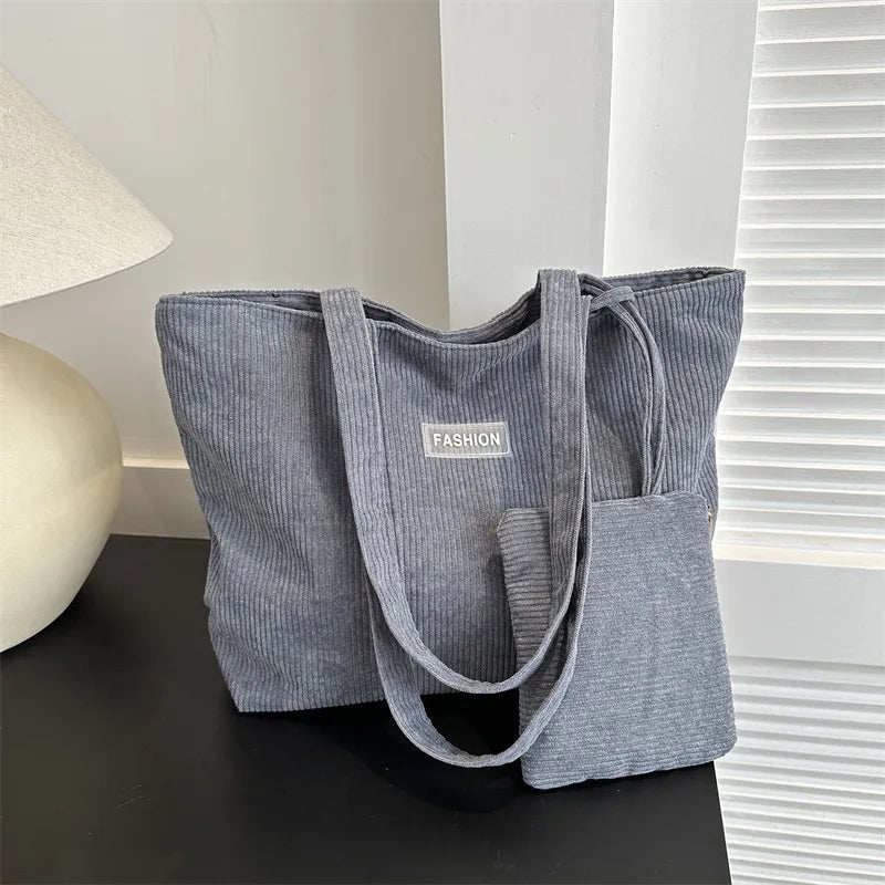 Amblot Women’s casual corduroy tote bag for work and school