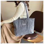 Amblot Women’s casual corduroy tote bag for work and school