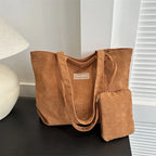 Amblot Women’s casual corduroy tote bag for work and school