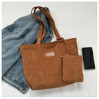 Amblot Women’s casual corduroy tote bag for work and school
