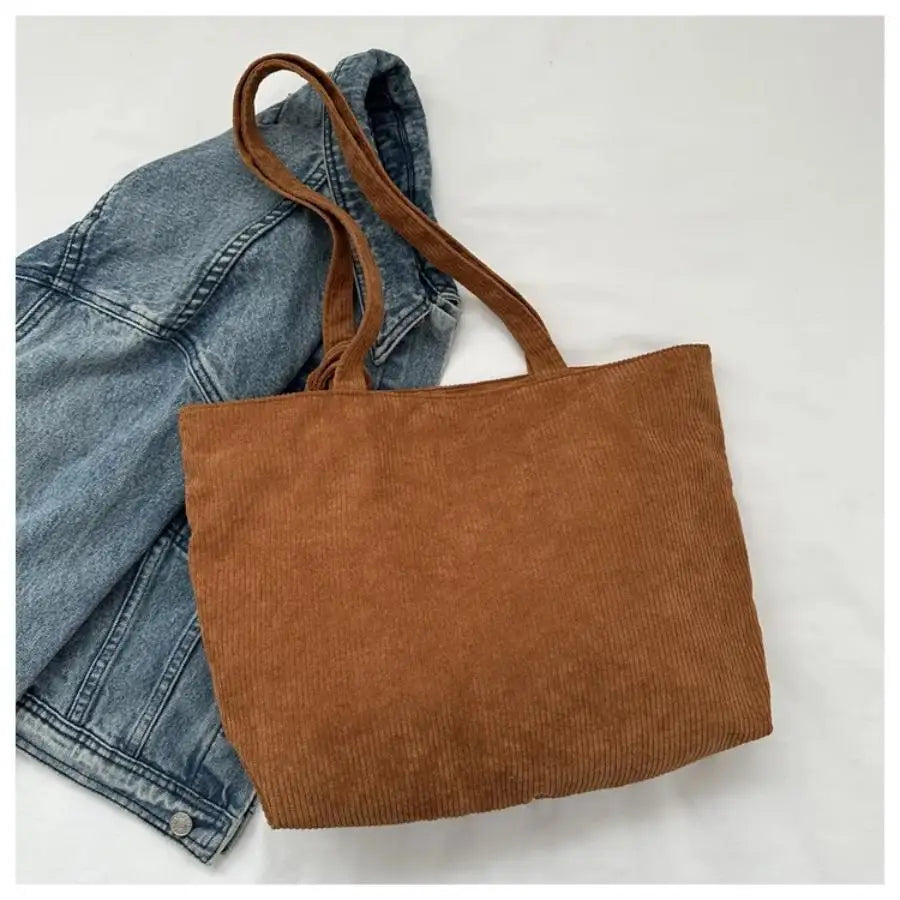 Amblot Women’s casual corduroy tote bag for work and school