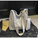 Amblot Women’s small corduroy tote bag with matching pouch