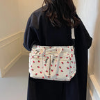 Amblot Women’s strawberry print corduroy tote bag