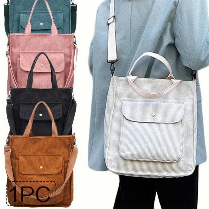 Amblot Women's vintage corduroy tote bag