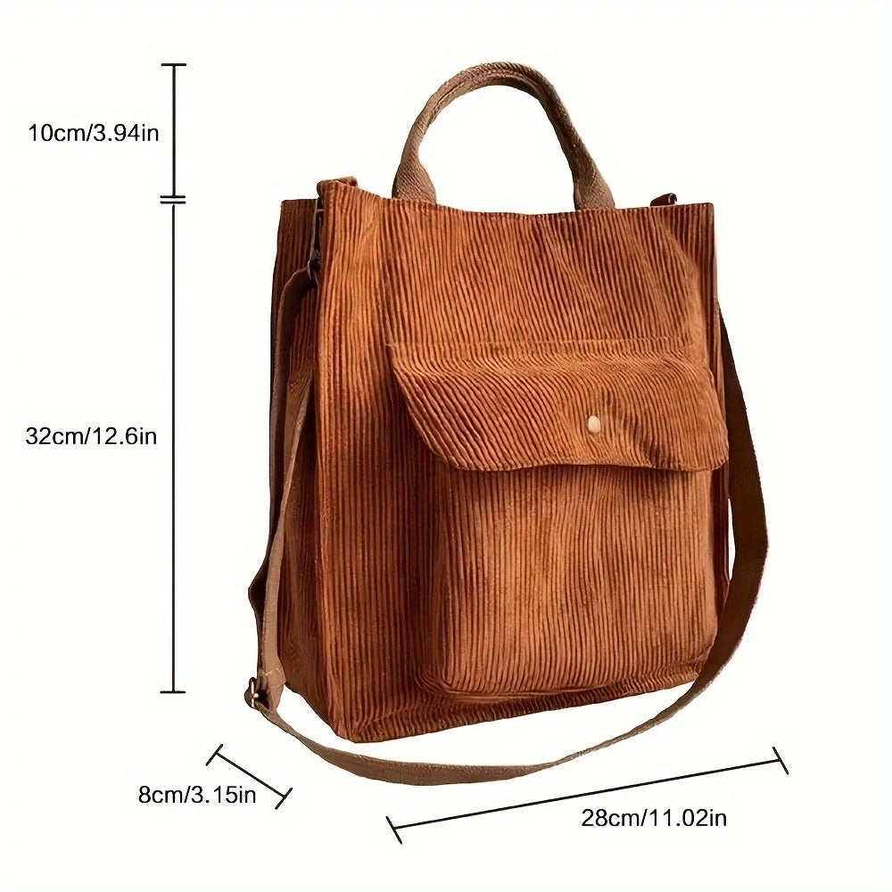Amblot Women's vintage corduroy tote bag