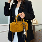 Amblot Yellow Brown Mini corduroy purse with crossbody strap