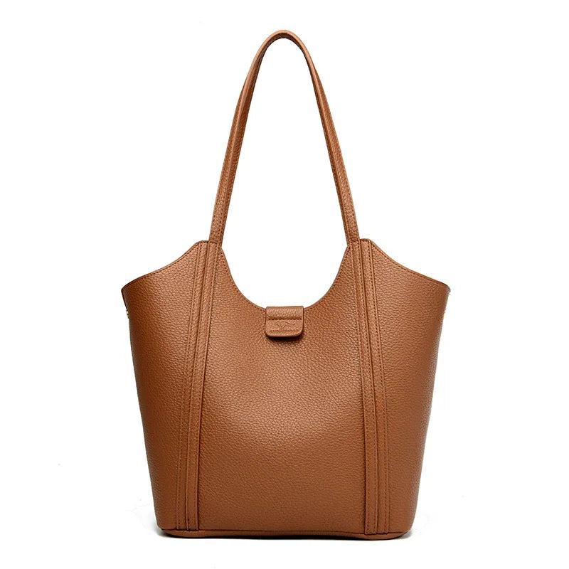 Amblot Yellow Elegant soft leather tote bag