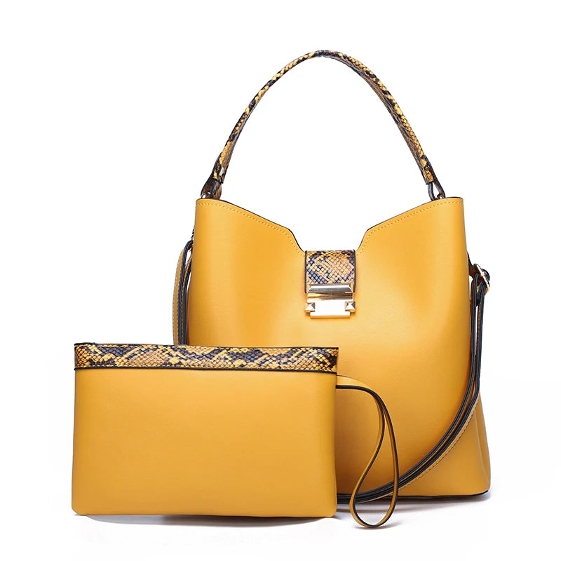 Amblot Yellow Medium leather tote handbag