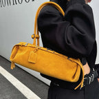 Amblot Yellow Rectangular suede handbag