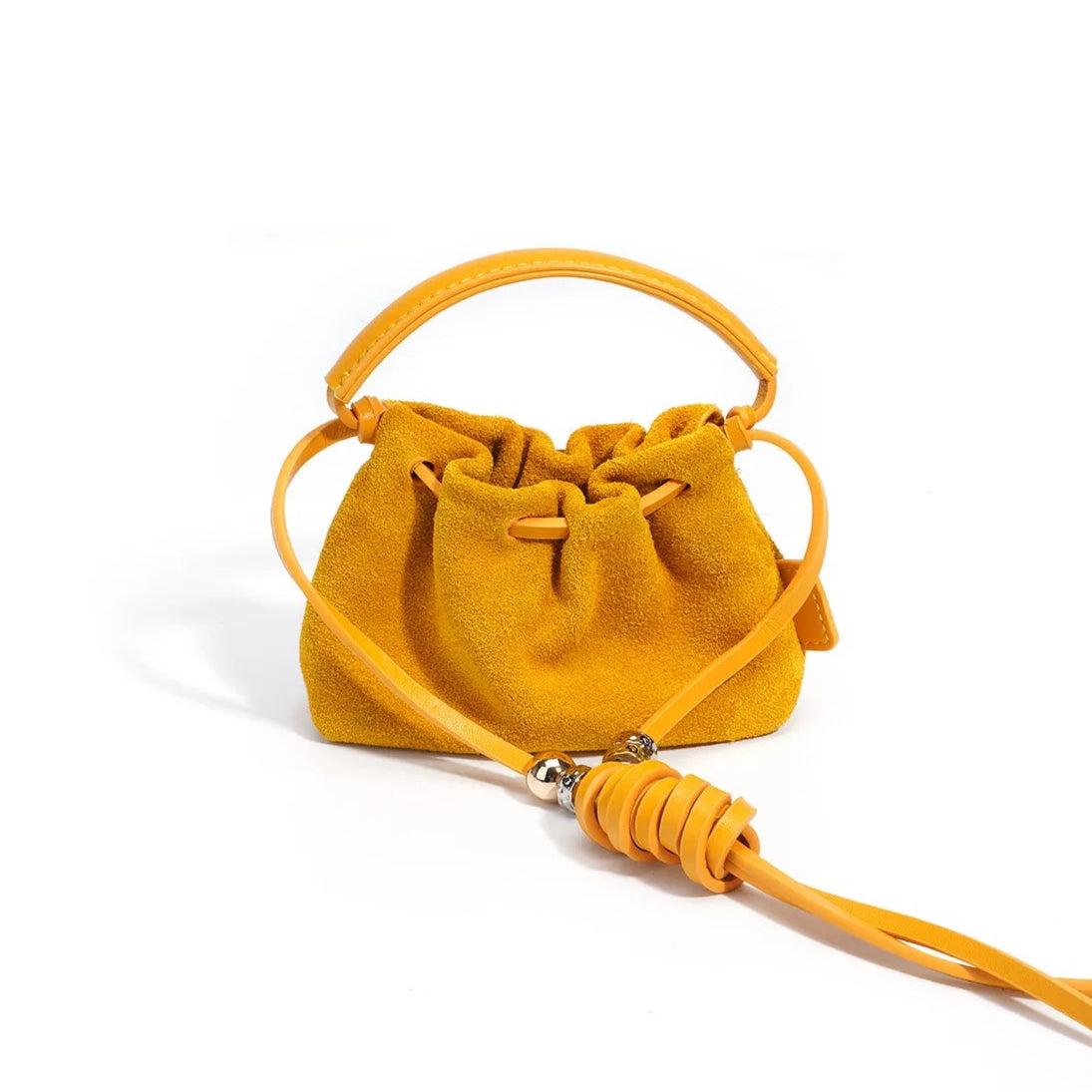 Amblot Yellow Small suede purse for women